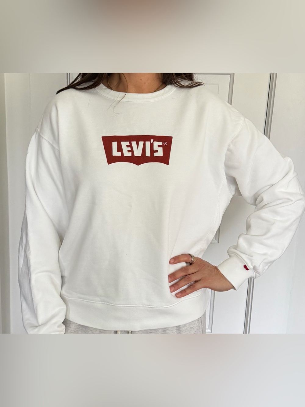 Levi's Women’s White Sweatshirt with Red Logo